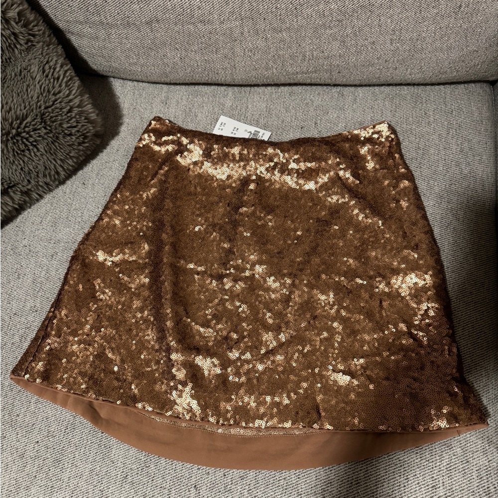 Abercrombie & Fitch Bronze Sequin Mini Skirt